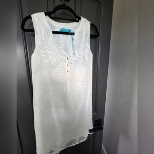 Tori Richard White Pineapple Dress